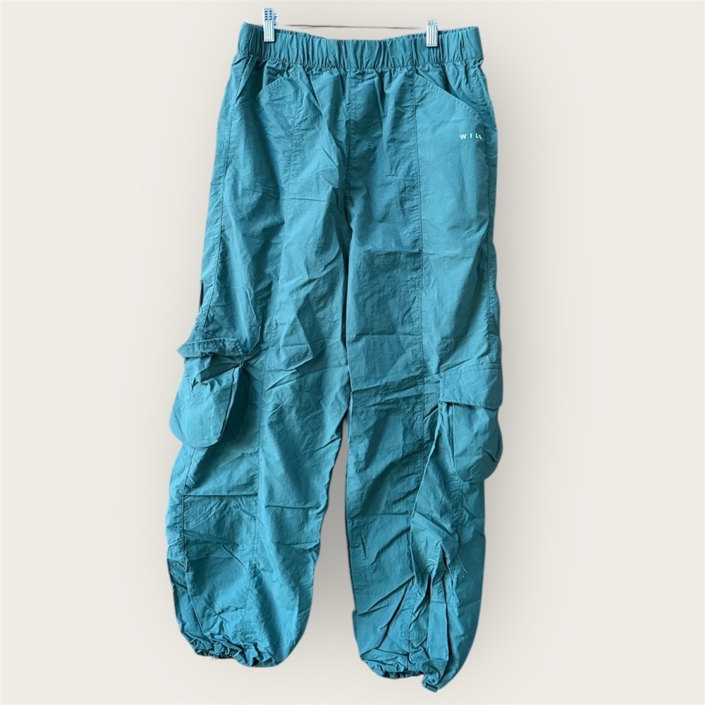 WILO The Label Green Nylon Cargo Pants Elastic Waist Jogger Bottoms Womens M